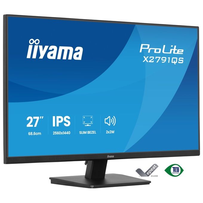 Iiyama X2791QS-B1 ProLite Monitor 27'' QHD 2560x1440 IPS 75Hz HDMI DisplayPort Altoparlanti Integrati colore Nero