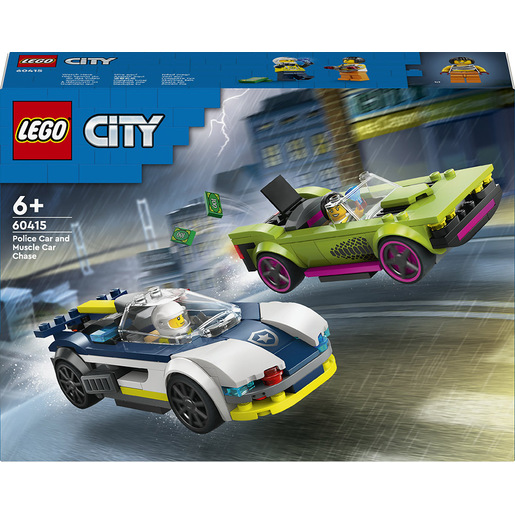 LEGO City 60415 Inseguimento della Macchina da Corsa, 2 Modellini di Auto della Polizia, Giocattolo per Bambini di 6+ Anni