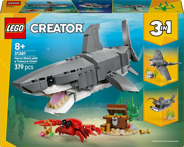 Lego - Creator 3in1 Squalo Con Scrigno Del Tesoro - 31381, Multicolore