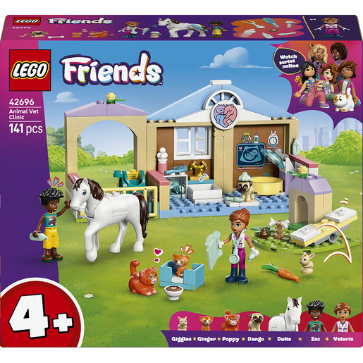 LEGO Friends 42696 Clinica Veterinaria Giocattolo per Animali, Gioco Didattico con 2 Mini Bamboline e Accessori, Regalo da 4+