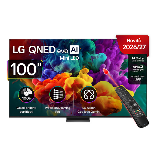 LG QNED evo AI MiniLED 100'' Serie QNED87B 100QNED87B6, 4K, Dolby Vision, Processore α8 Gen3, VRR 144Hz, SMART TV 2026