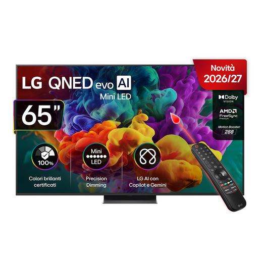 LG QNED evo AI MiniLED 65'' Serie QNED87B 65QNED87B6A, 4K, Dolby Vision, Processore α8 Gen3, VRR 144Hz, SMART TV 2026