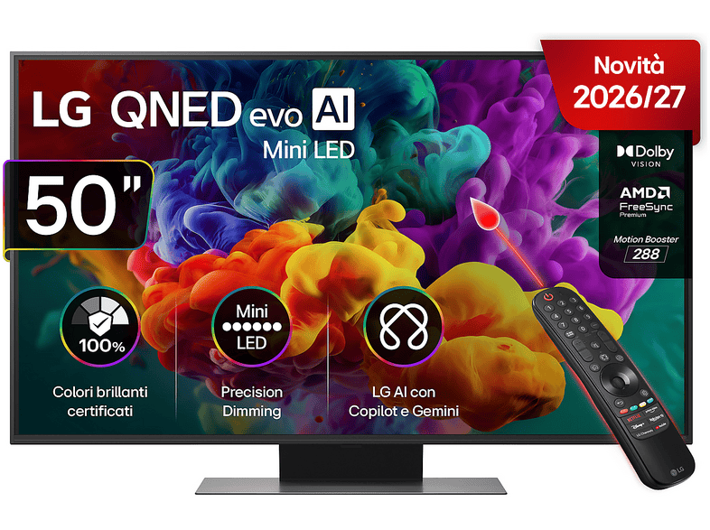 LG QNED MiniLED 50QNED87B6A TV MINI LED, SMART TV, 50 ", Mini Processore a8 AI 4K Gen3, Classe E
