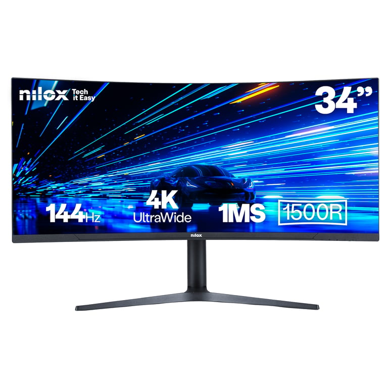 Nilox MONITOR 34 NXM344KD11 ULTRAWIDE 4K CURVO 144HZ 2HDMI 2DP 1MS MMDIA 86,4 cm (34 ) PC schermo piatto 3440 x 1440 pixel UltraWide Quad HD LED Nero - Nuevo