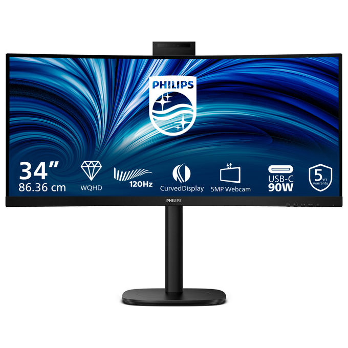 Philips 34B2U3600CH-00 Monitor PC 34B2U3600CH 34 Pollici Wide Quad HD Curvo Nero