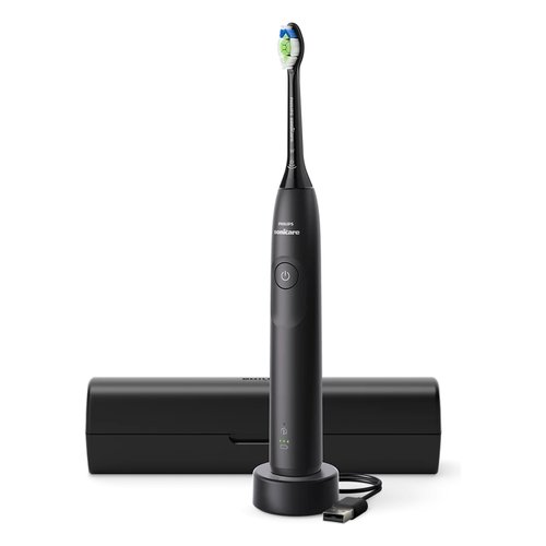 Philips Sonicare serie 5300 Sonicare Spazzolino elettrico sonico con base di ricarica, 2 livelli intensità, sensore di pressione colore nero HX7101/02