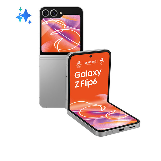 Samsung Galaxy Z Flip6 Smartphone AI, 256GB, RAM 12GB, Display 3,4'' SAMOLED/6,7'' Dynamic AMOLED 2X, Silver Shadow
