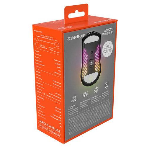 Steelseries Aerox 3 Wireless mouse Gaming Mano destra RF senza fili + Bluetooth Ottico 18000 DPI