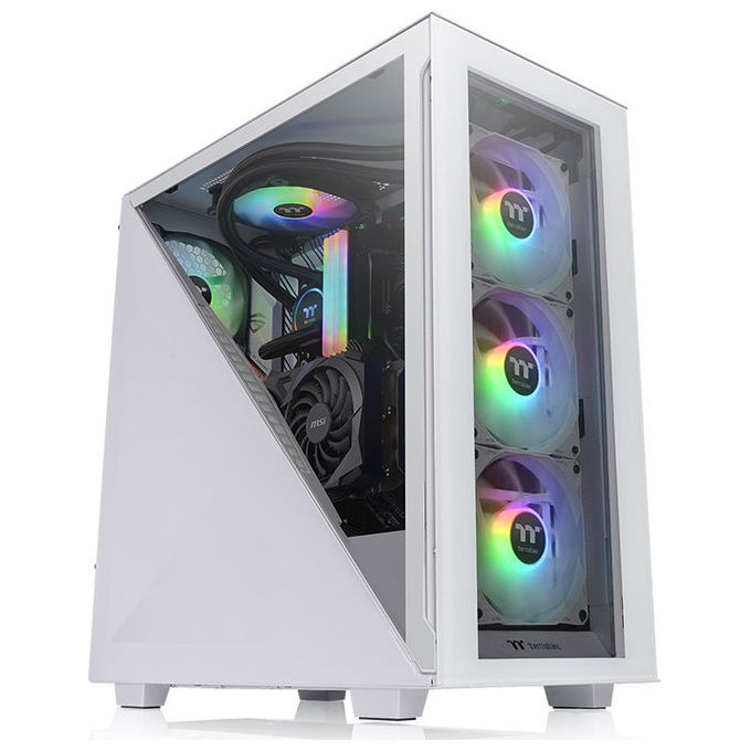 Thermaltake CA-1S2-00M6WN-01 Divider 300 TG Snow Case Midi Tower ATX con Vetro Temperato e ARGB colore Bianco
