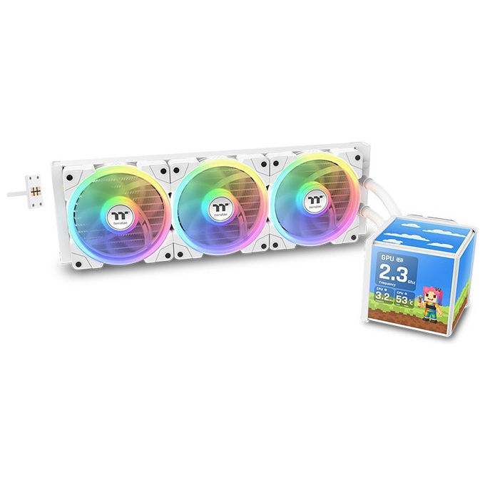 Thermaltake CL-W482-PL12SW-A MINECUBE 360 Ultra Raffreddatore Liquido AIO 360mm 3 Ventole 120mm ARGB colore Bianco