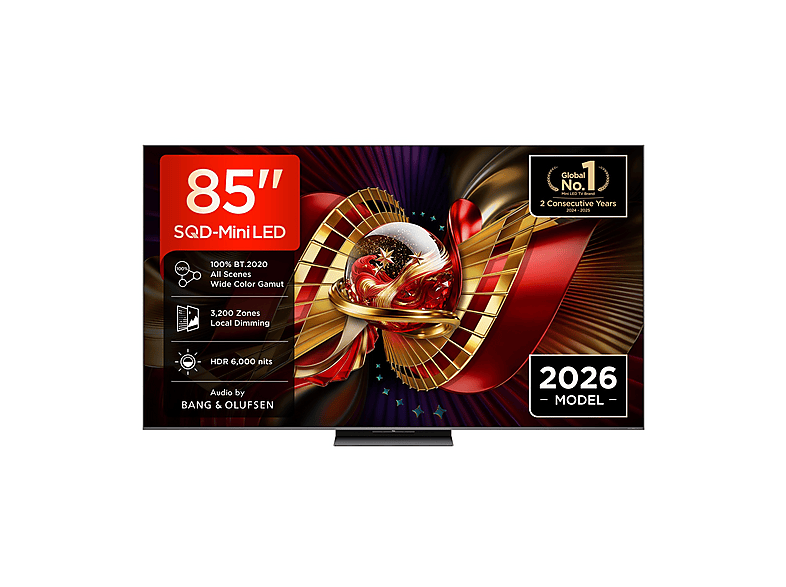 TV TCL 85C8L, Smart 85'', SQD Mini LED, 4K HDR, 6000 nit, 3.200 zone di dimming, Google TV, 144Hz, Dolby Vision & Atmos, Audio Bang Olufsen