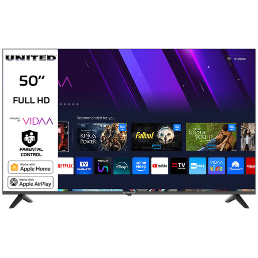 United UN50FVZ1 SMART TV 50'' FULL HD, Sistema operativo VIDAA, Triplo tuner DVBT2/C/S2 HEVC MAIN10, Dolby Audio, Parental Control