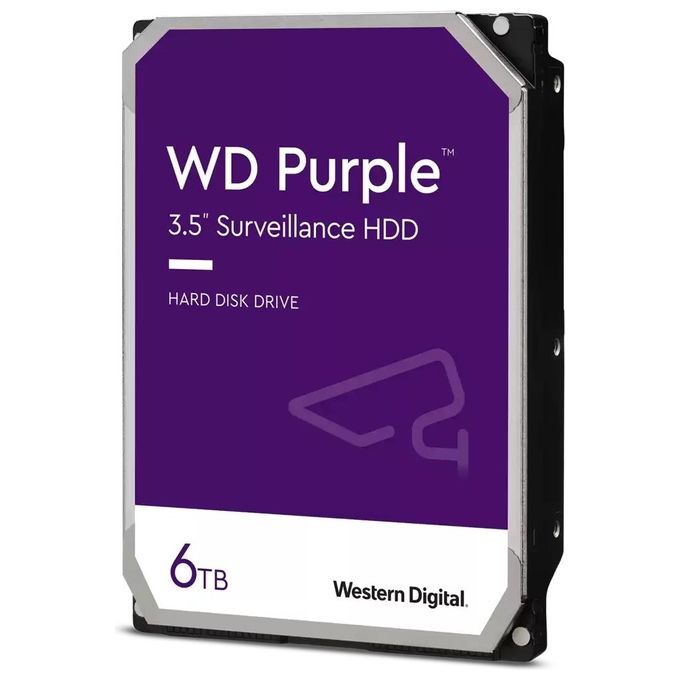 Western Digital WD64PURZ Purple HDD Interno 3.5'' 6 TB SATA III 5400 rpm Buffer 256 MB Sorveglianza