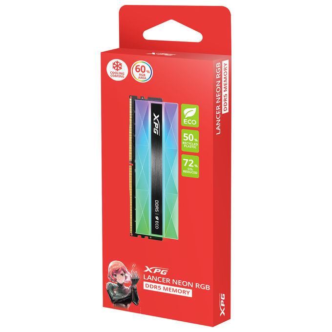 XPG AX5U6400C3216G-CLANRSG LANCER NEON RGB Memoria RAM 16 GB DDR5 6400MHz CL32 RGB colore Multicolore